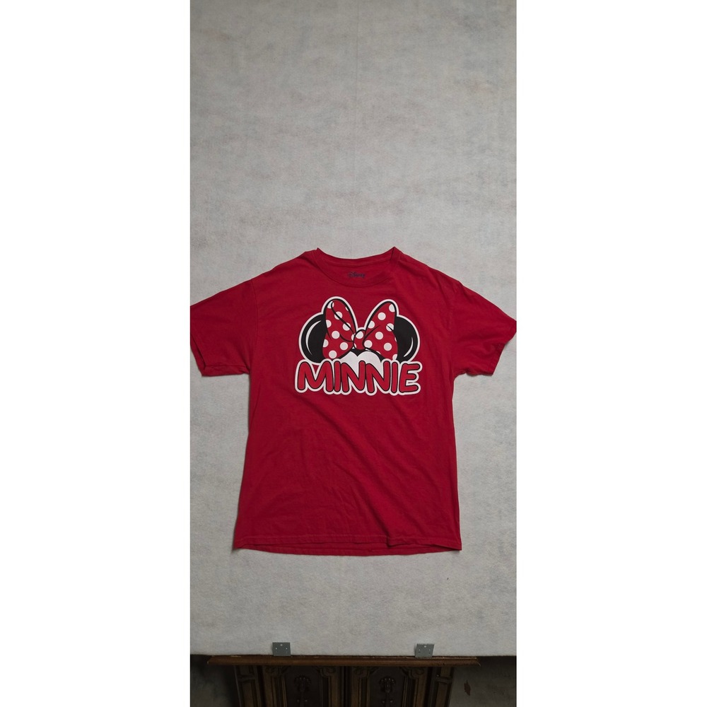Disney Minnie Mouse Graphic T-Shirt Size L 12/14 Red Short Sleeve Cotton AB1010